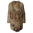 Maje Long Coat Dress in Brown Rabbit Fur