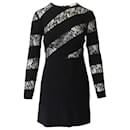 Sandro Paris Lace Cutout Dress in Black Polyester
