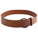 Theory Belt with Circular Buckle in Brown Tan Leather