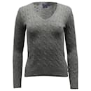 Ralph Lauren Strick-Sweatshirt mit V-Ausschnitt aus grauem Kaschmir