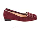 Charlotte Olympia Kitty Ballet Flats in Burgundy Suede