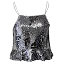 Ganni Sequin Embroidered Tank Top in Silver Polyester