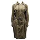Versace Snakeskin Print Trench Coat in Green Rayon