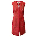 Diane von Furstenberg Zip-Front Studded Sheath Dress in Red Cotton - Diane Von Furstenberg