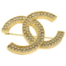CHANEL COCO Mark Brooch Metal stone Gold CC Auth ar7439 - Chanel