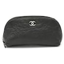 * CHANEL Chanel Camellia Emboss Cocomark Pouch Cosmetic Pouch Cosmetic Pouch Multi Pouch Leather Black