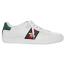 White Embroidered Ace Sneakers - Gucci