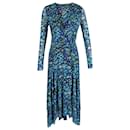 Ganni Floral-Print Maxi Wrap Dress in Blue Polyamide