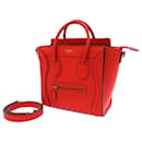 Celine Red Nano Luggage Tote Leather Satchel - Céline