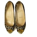 Christian Louboutin Leopard Print Yoyospina 100 Giaguaro Pumps heels peep toes