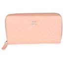 Chanel Peach Pink Camellia Embossed Zip Around Wallet