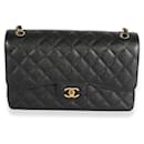 Chanel Black Quilted Caviar Jumbo Classic lined Flap Bag