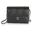 Chanel Black Quilted Caviar Mini Flap Card Holder On Chain 