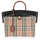 Burberry Vintage Check Canvas & Leather Small Society Top Handle Bag