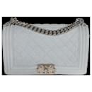 Chanel Light Blue Quilted Washed Caviar Old Medium Boy Bag
