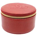 Bolsa CHANEL Caviar Skin Couro Vermelho CC Auth am438BA - Chanel