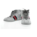 GUCCI Sherry Line shoes Suede 5 1/2 Red Navy Auth am2614S - Gucci