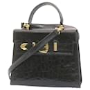 Bolsa de mão Gianni Versace 2Way Leather Black Auth am1133g