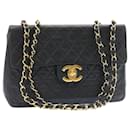 CHANEL Big Matelasse Flap Chain Shoulder Bag Lamb Skin Black Gold Auth am1276ga - Chanel