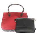 BURBERRY Shoulder Bag Nylon Leather 2Set Red Black Auth am1868g - Burberry