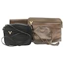 VALENTINO Clutch Shoulder Bag Leather Coated Canvas 4Set Brown Black am1935g - Valentino