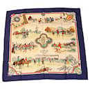 HERMES CARRE 90 Scarf ""The ROYAL ANS ANCIENT GAME Of GOLF"" Silk Blue am2543g - Hermès