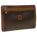 CELINE Macadam Canvas Clutch Bag PVC Leather Brown Auth ki2152 - Céline