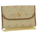 Christian Dior Honeycomb Chain Shoulder Bag Canvas Beige Auth am2250g