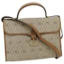 Christian Dior Honeycomb Canvas Hand Bag PVC Leather 2way Beige Auth am2383g