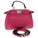 FENDI Micro Peek A Boo Hand Bag Leather 2way Pink Auth am2705ga - Fendi