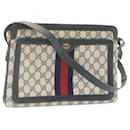 GUCCI Sherry Line GG Canvas Shoulder Bag PVC Leather Red Navy Auth ar4424 - Gucci