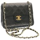 CHANEL Lamb Skin Matelasse Chain Flap Shoulder Bag Black CC Auth 25502a - Chanel