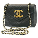 CHANEL Lamb Skin Matelasse Chain Shoulder Bag Black CC Auth 25810a - Chanel