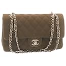 Chanel Matelassé 25 sac à bandoulière doublé chaîne rabat toile marron CC Auth 28983A