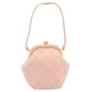 CHANEL Matelasse Hand Bag Lamb Skin Pink CC Auth 29107a - Chanel
