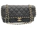 CHANEL Matelasse Chain Flap Shoulder Bag Lamb Skin Black Gold CC Auth 27027a - Chanel