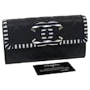 CHANEL Matelasse Cruise Line Long Wallet Caviar Skin Navy CC Auth 29542a - Chanel