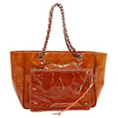 CHANEL Triple Coco Punching Tote Bag Enamel Orange CC Auth jk1312a - Chanel