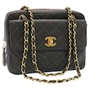 CHANEL Lamb Skin Matelasse Chain Shoulder Bag Black Gold CC Auth 26128a - Chanel