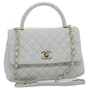 CHANEL Matelasse Chain Shoulder Hand Bag Caviar Skin 2way White CC Auth bs910A - Chanel