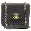 CHANEL Matelasse Chain Flap Shoulder Bag Lamb Skin Black Gold CC Auth 28632a - Chanel