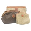 CELINE Macadam Canvas Clutch Bag Pouch 3Set Brown Beige Auth ar6337 - Céline