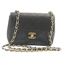 CHANEL Mini Matelasse Chain Flap Shoulder Bag Lamb Skin Black Gold Auth hs648a - Chanel