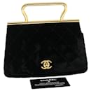 CHANEL Turn Lock Flap Matelasse Hand Bag velvet Black Gold CC Auth 29565a - Chanel