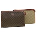 CELINE Macadam Pouch Clutch Bag PVC Leather 2Set Beige Brown Auth 30287 - Céline