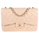 Chanel Beige Quilted Lambskin Jumbo Classic Single Flap Bag 