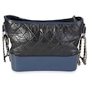 Chanel Black & Blue Quilted Aged Calfskin Large Gabrielle Hobo 