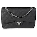 Chanel Black Quilted Caviar Jumbo Classic Double Flap Bag 
