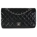 Chanel Shadow & Blue Quilted Patent Leather Medium Classic Double Flap Bag 