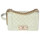 Chanel Light Green Quilted Patent Leather Small Boy Bag